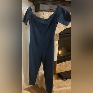 Denim Off Shoulder Jumpsuit